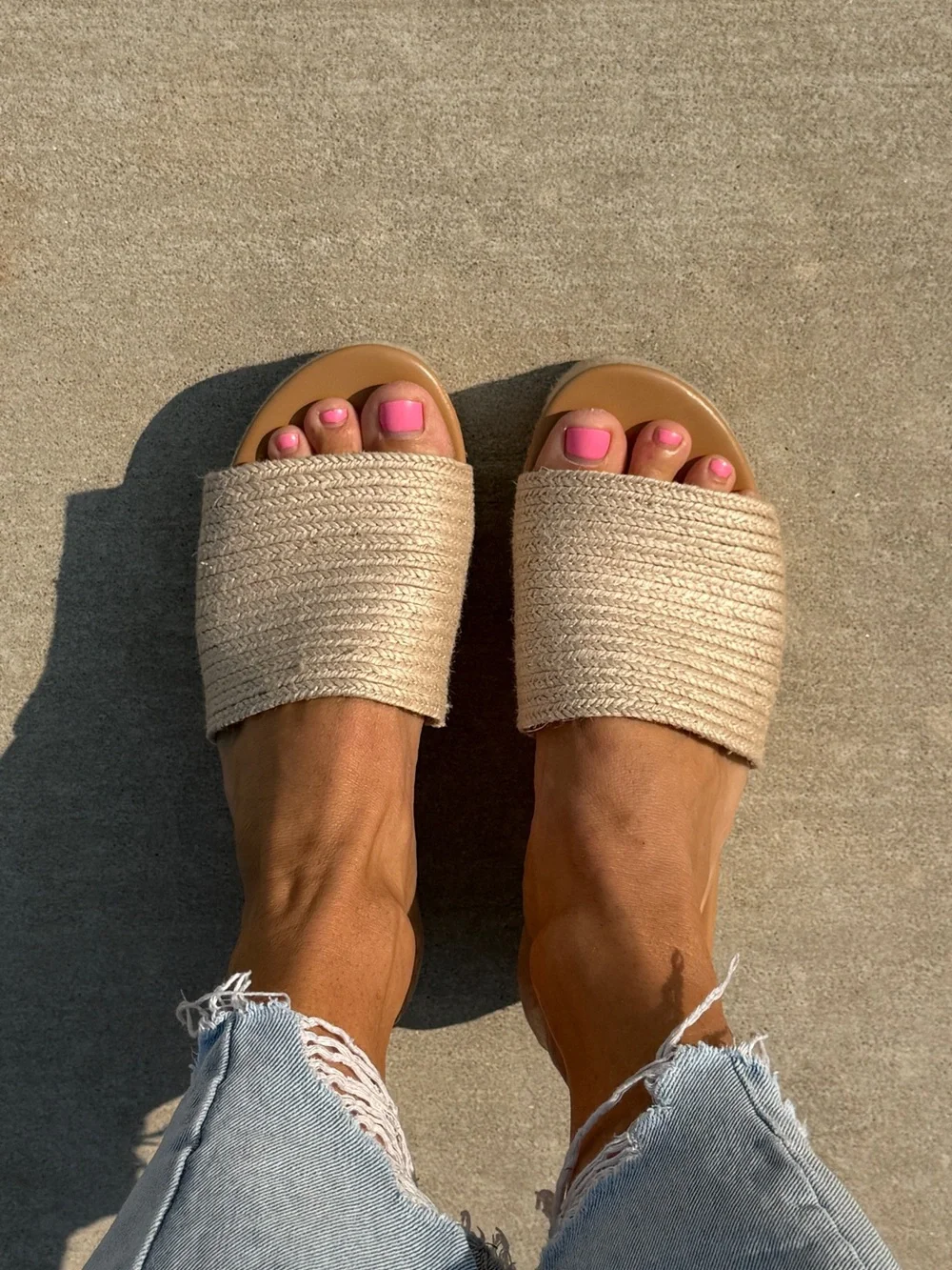 Steve Madden Beige Woven Slide Sandals